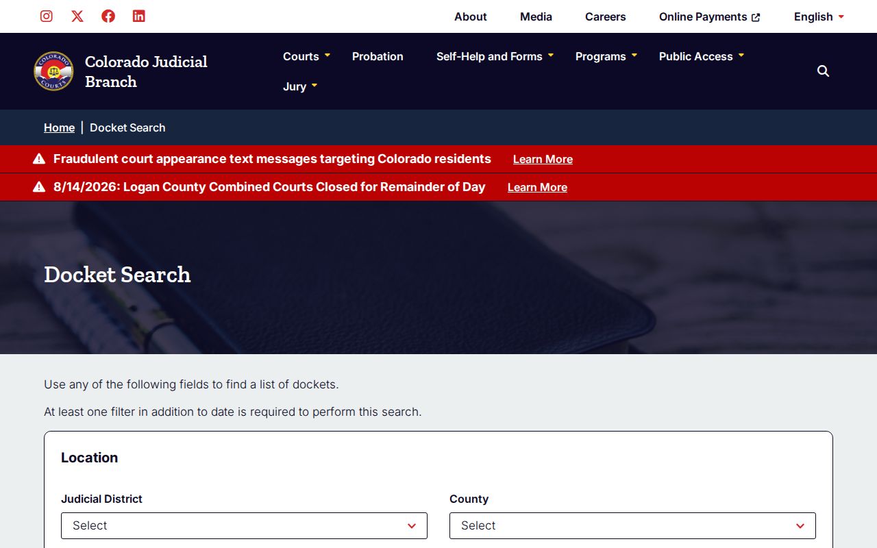 Crowley County court dates statewide docket search