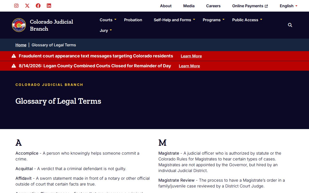Crowley County court record legal terms source