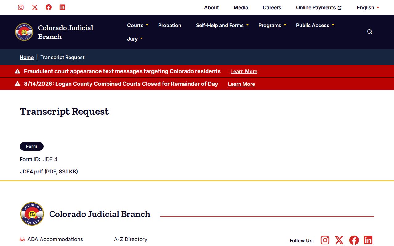 Crowley County court record transcript request route