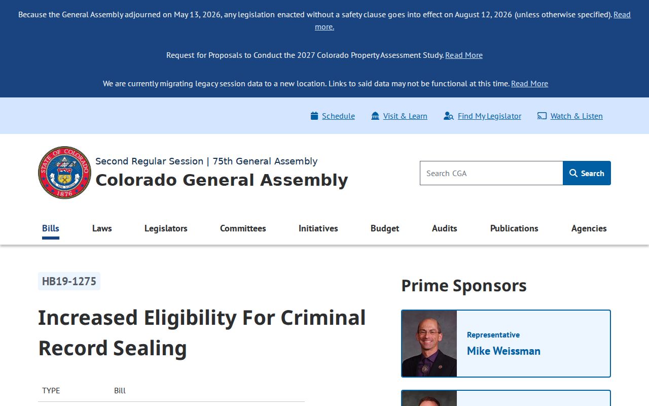 Crowley County criminal docket HB19-1275 sealing eligibility source