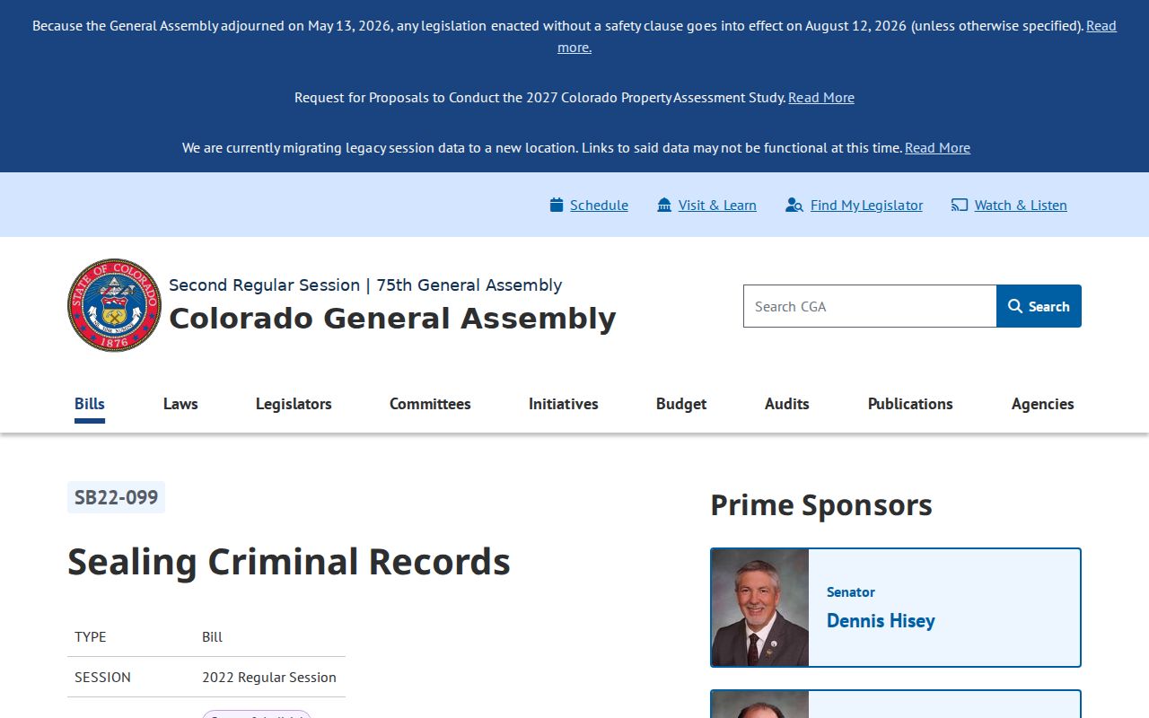 Crowley County criminal docket SB22-099 automatic sealing law