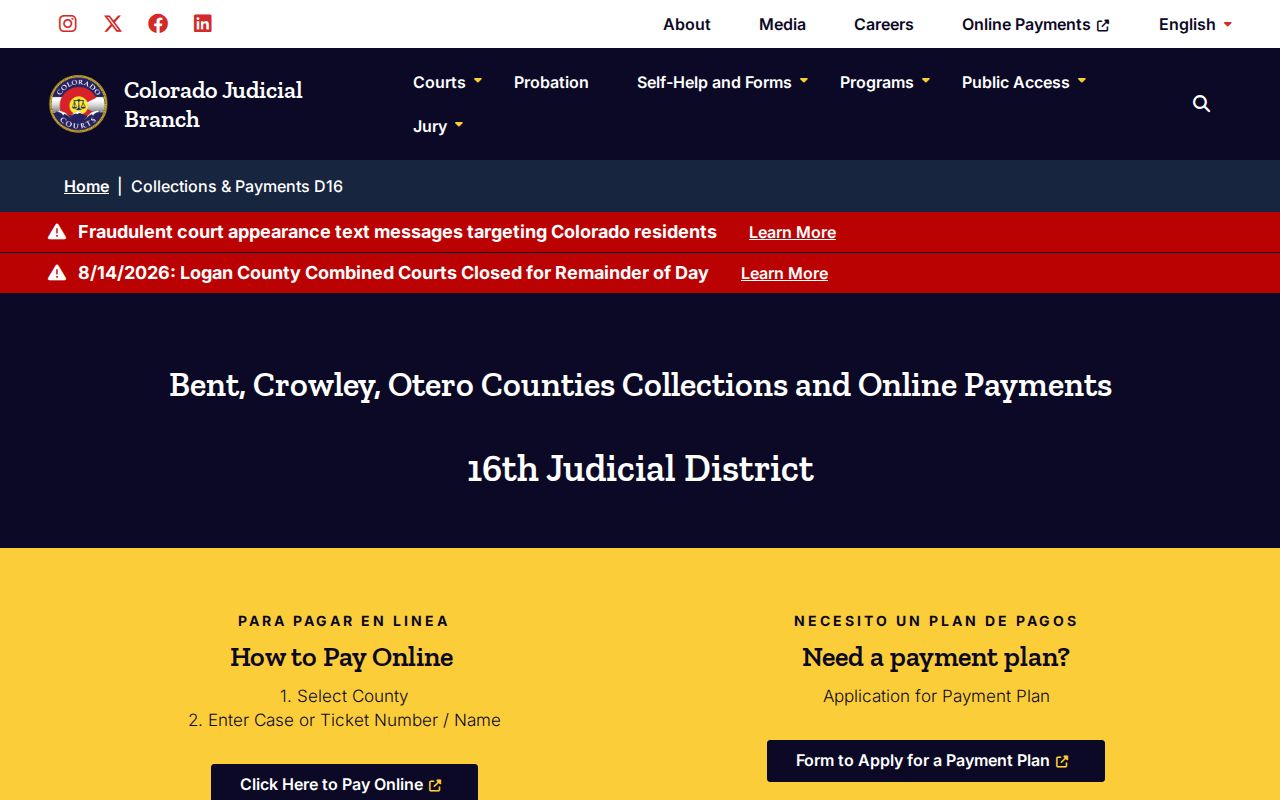 Crowley County traffic ticket collections and payment guidance