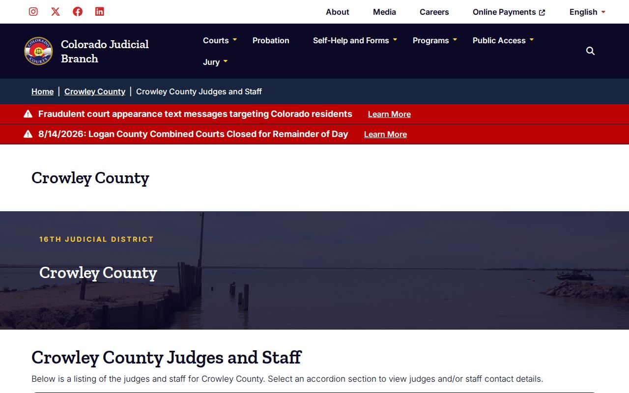 Crowley County traffic court records judges and staff source